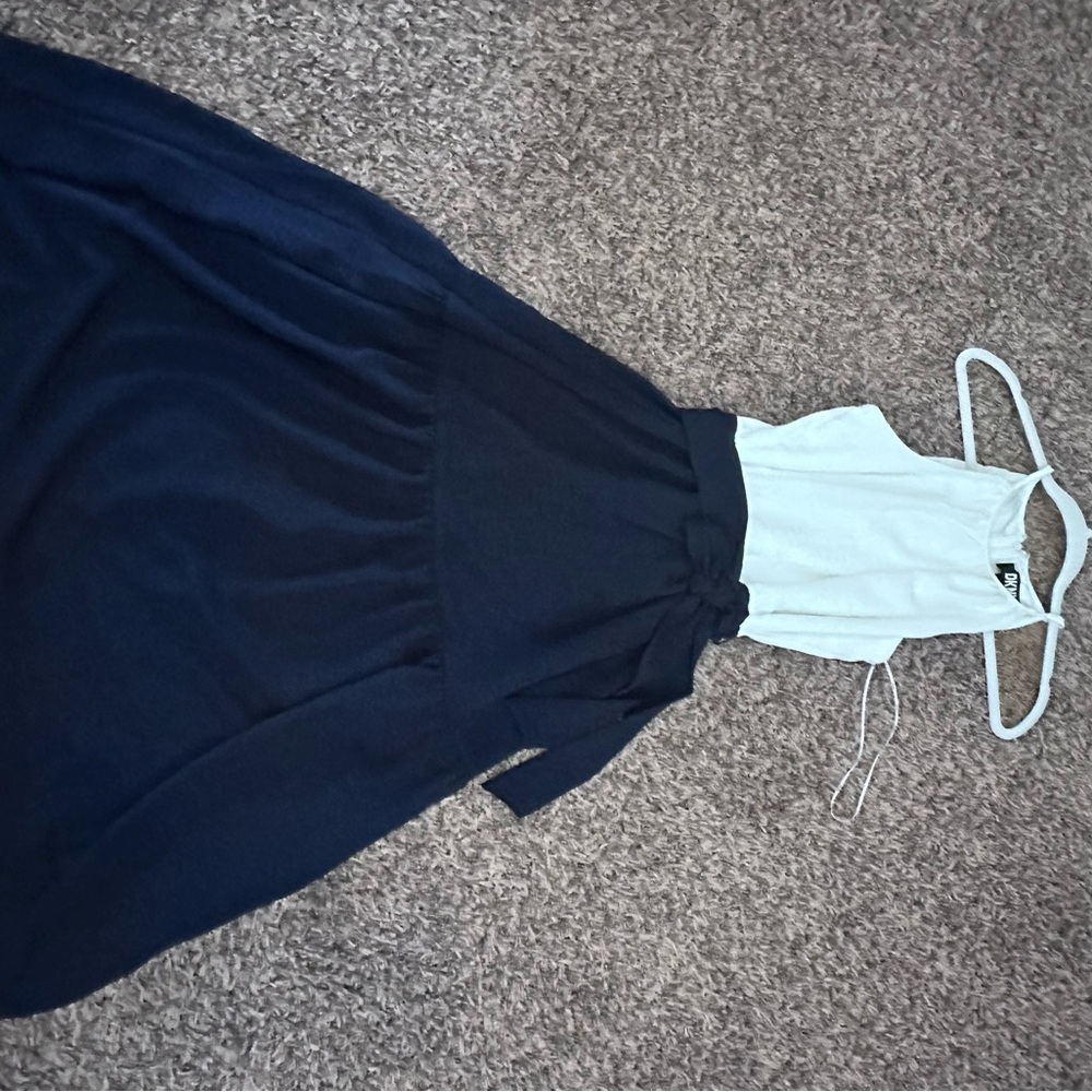 DKNY Black and White A-Line Halter Dress